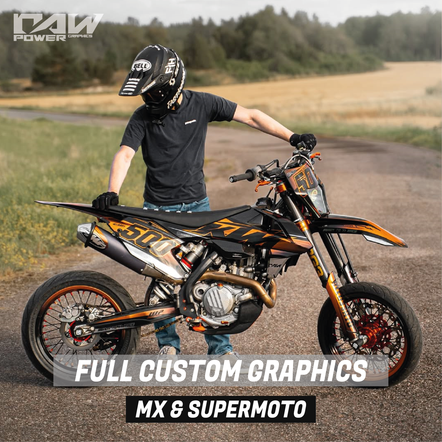 A KTM 500 EXC with full custom graphics kit