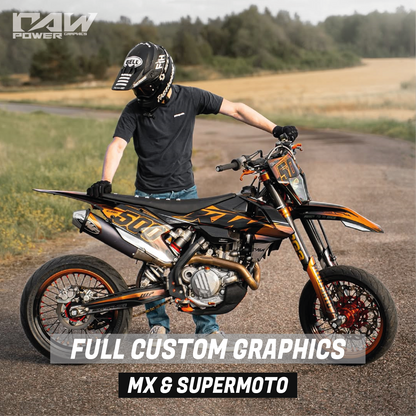 A KTM 500 EXC with full custom graphics kit