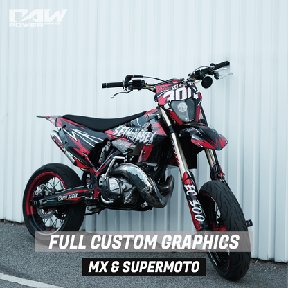 Gasgas ec 300 with full custom graphics against a white wall